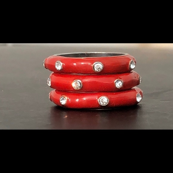 STACKABLE RINGS IN ENAMEL W/RHINESTONES - Picture 8 of 8